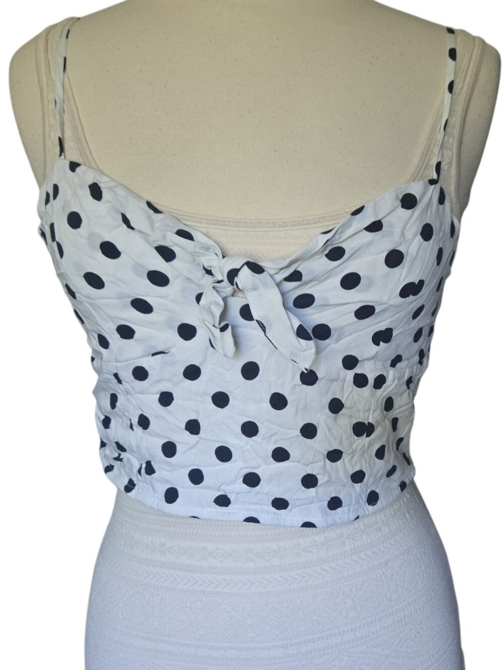 F21 Cropped Polka Dot Top - L